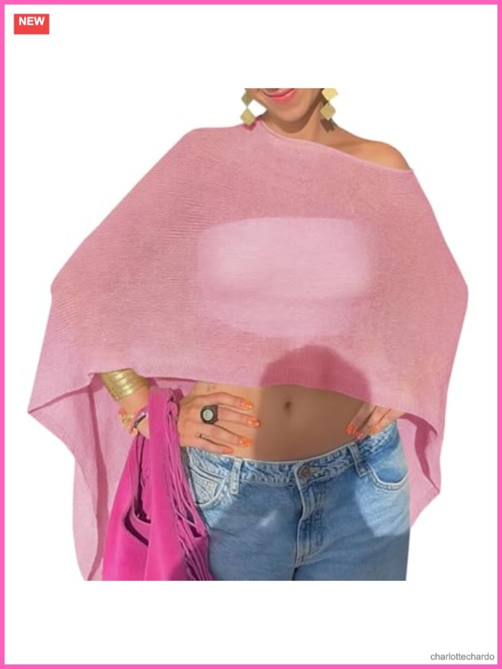 Sheer Knit Poncho Top Off Shoulder Summer Shrug Bolero Beach Coverup